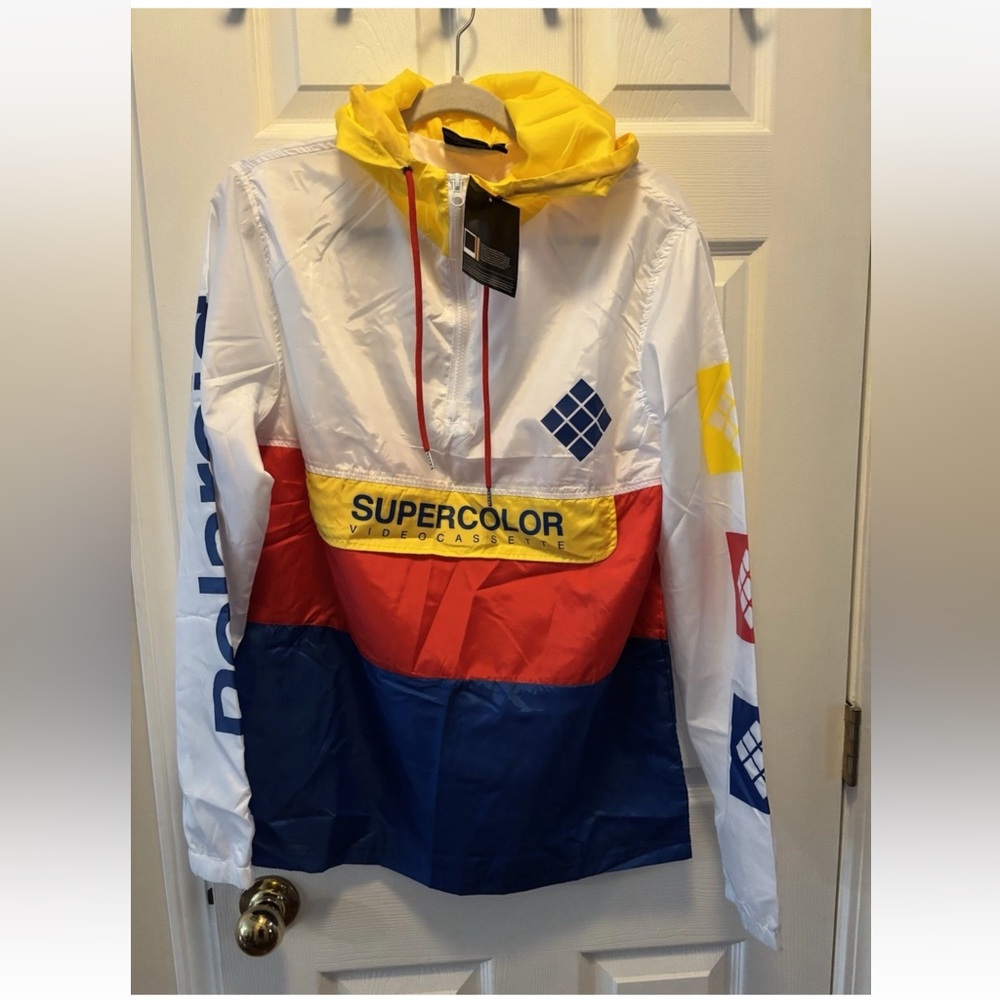 Polaroid Supercolor Men’s Windbreaker Pullover w Hood Size Medium BNWT